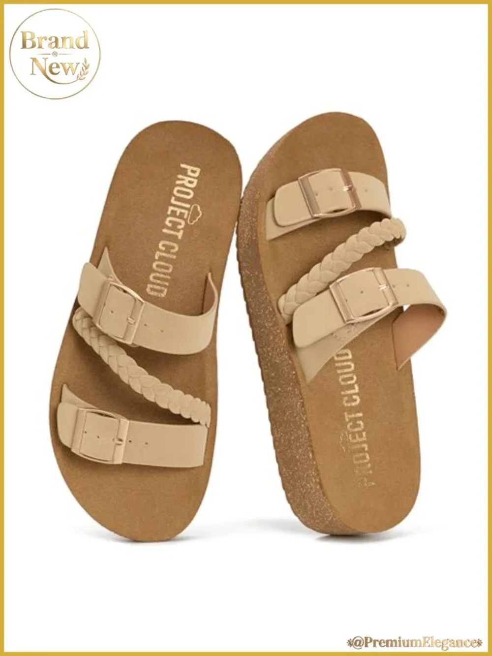 Platform Sandals Womens Slip On Comfortable Double Strap Leather Casual Summer